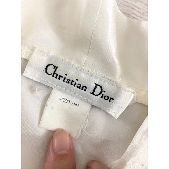 Vintage Christian Dior 10980's Satin Lace Trim Bath Robe - Medium - Picture 10 of 13